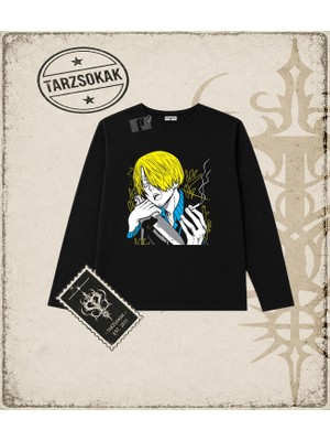 Tarzsokak One Piece Anime Karakterleri  Biskilet Yaka  Long Sleeve Beyaz