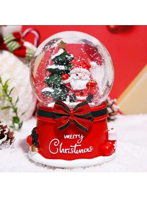 Hace Bazaar Noel Baba Merry Crs.  Tasarımlı 13 cm Büyük Boy Işıklı Müzikli Kar Küresi