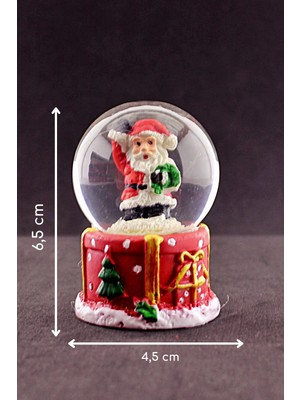 Hace Bazaar Merry Christmas El Sallayan Noel Baba Temalı  Mini Boy Işıklı Kar Küresi 6,5 cm 1