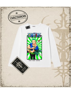 Tarzsokak One Piece Anime Karakterleri  Biskilet Yaka  Long Sleeve Beyaz