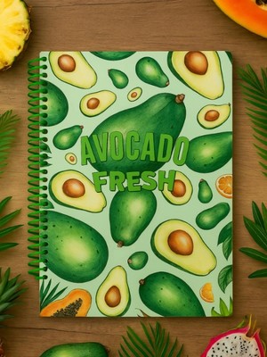 Hace Bazaar Avokado Fresh Temalı Spiral Çizgili Defter – 80 Yaprak / 160 Sayfa – 18X24 cm