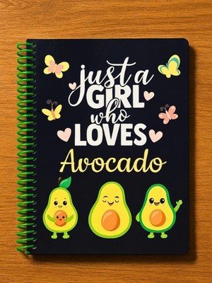 Hace Bazaar Just A Girl Who Loves Avocado Tasarımlı Spiralli Çizgili Defter – 80 Yaprak, 160 Sayfa (18 x 24 Cm)