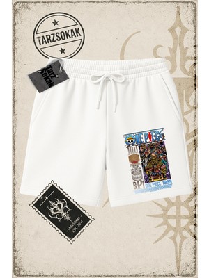 Tarzsokak One Piece Anime Karakterleri  Unisex Şort Beyaz