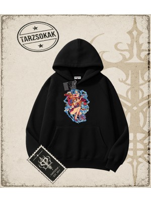 Tarzsokak One Piece Anime Karakterleri  Oversize Unisex Kapşonlu Sweatshirt Beyaz