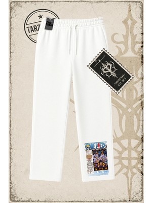 Tarzsokak One Piece Anime Karakterleri  Unisex Baggy Eşofman Altı Beyaz