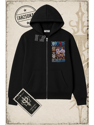 Tarzsokak One Piece Anime Karakterleri  Oversize Unisex Hırka & Çeket Fermuarlı Sweatshirt Beyaz
