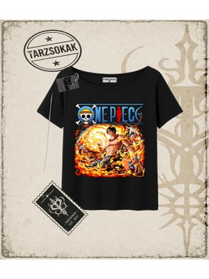 Tarzsokak One Piece Anime Karakterleri  Kadın Kayık Yaka Tişört Beyaz