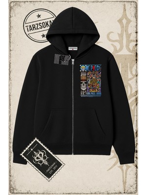 Tarzsokak One Piece Anime Karakterleri  Oversize Unisex Hırka & Çeket Fermuarlı Sweatshirt Beyaz
