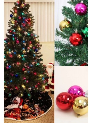 Hace Bazaar 6’lı Yılbaşı Çam Ağacı Süsü Renkli – 4 cm Parlak Karışık Renk Top Süsler Noel Çam Ağacı Süsü