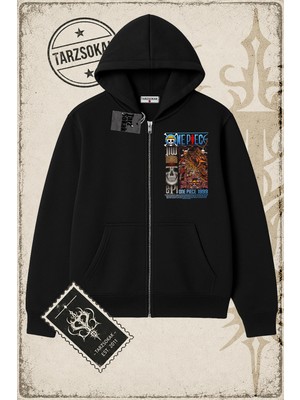 Tarzsokak One Piece Anime Karakterleri  Oversize Unisex Hırka & Çeket Fermuarlı Sweatshirt Beyaz