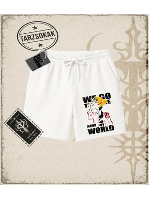 Tarzsokak One Piece Anime Karakterleri  Unisex Şort Beyaz