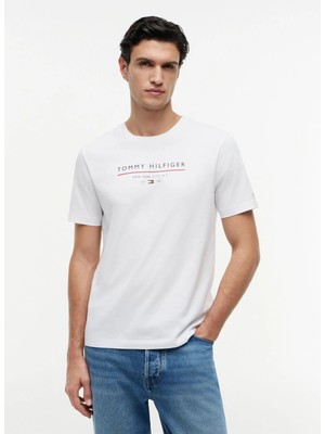 Tommy Hilfiger Beyaz Erkek Bisilet Yaka T-Shirt MW0MW44359YBR_BRAND Love New Rwb R