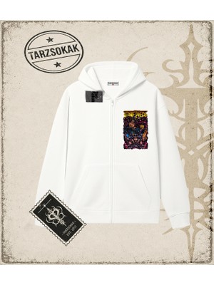 Tarzsokak One Piece Anime Karakterleri  Oversize Unisex Hırka & Çeket Fermuarlı Sweatshirt Beyaz