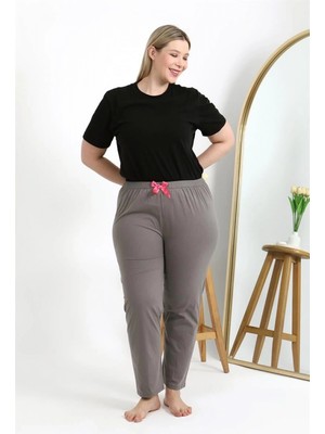 Hace Bazaar Marsilyan- Kadın Pamuklu Büyük Beden Alt Pijama Vizon
