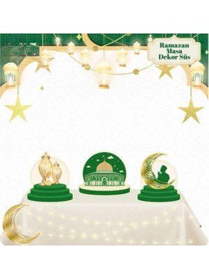 Hace Bazaar Masa Üstü 3'lü Ramazan Süsü Yeşil