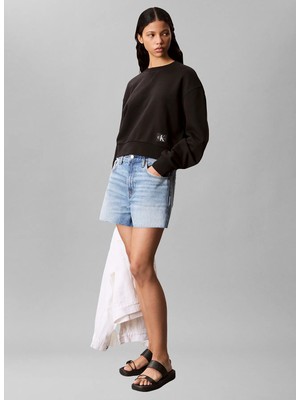 Calvin Klein Jeans Siyah Kadın Bisiklet Yaka Sweatshirt LV047C911GUB1