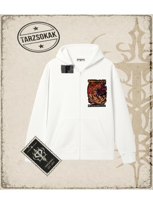 Tarzsokak One Piece Anime Karakterleri  Oversize Unisex Hırka & Çeket Fermuarlı Sweatshirt Beyaz