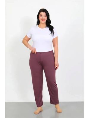 Hace Bazaar Marsilyan- Kadın Büyük Beden Mürdüm Tek Alt Pijama