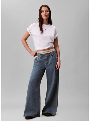 Calvin Klein Jeans Beyaz Kadın Bisiklet Yaka T-Shirt LV047D204GYAA