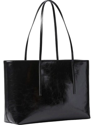 Calvin Klein Siyah Kadın Tote Çanta Foıl Logo Glossy Tote W/ Pouch