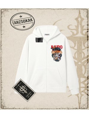 Tarzsokak One Piece Anime Karakterleri  Oversize Unisex Hırka & Çeket Fermuarlı Sweatshirt Beyaz