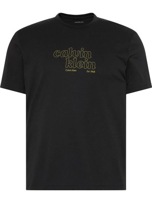 Calvin Klein Jeans Siyah Erkek Classic Fit Baskılı T-Shirt LV04RG807GUB1 Ss 30S Eu Calvın Kle