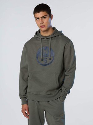 North Sails Grafik Baskılı Kapüşonlu Pamuk Erkek Sweatshirt