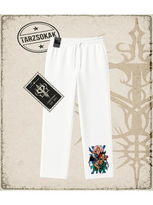 Tarzsokak One Piece Anime Karakterleri  Unisex Baggy Eşofman Altı Beyaz