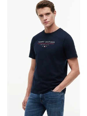 Tommy Hilfiger Lacivert Erkek Bisilet Yaka Regular Fit T-Shirt MW0MW44359DW5_BRAND Love New Rwb R