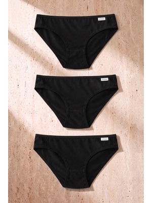 Kadın 3'lü Basic Slip Külot Siyah