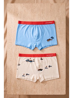 Katia & Bony Erkek Çocuk 2'li Paket Safari Boxer Ekru