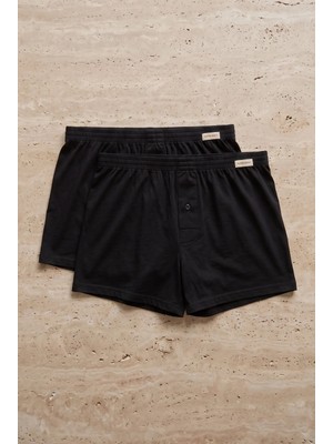 Katia & Bony  2'li Paket Basic Modal Loose Fit Erkek Boxer Siyah/siyah