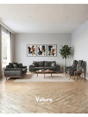 Velura Home & Living Azir Koltuk Takımı & Bazalı Yataklı Koltuk Takımı 3 3 1 1 - Nubuk Bukle Kumaş