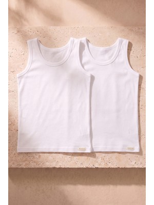 Katia & Bony 2'li Paket Basic Ribanali Beyaz Erkek Çocuk Atlet