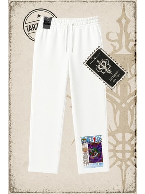 Tarzsokak One Piece Anime Karakterleri  Unisex Baggy Eşofman Altı Beyaz