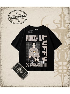 Tarzsokak One Piece Anime Karakterleri  Oversize Unisex Tişört Beyaz