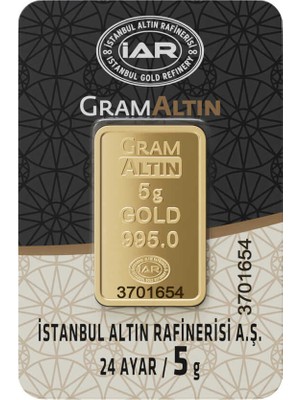 Harem Altın 5 gr 24 Ayar İAR Gram Külçe Altın
