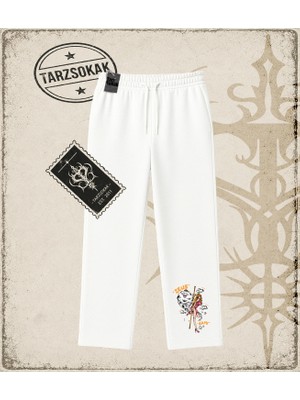 Tarzsokak One Piece Anime Karakterleri  Unisex Baggy Eşofman Altı Beyaz
