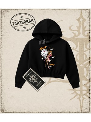 Tarzsokak One Piece Anime Karakterleri  Kadın Crop Kapşonlu Sweatshirt Beyaz