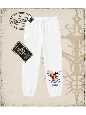 Tarzsokak One Piece Anime Karakterleri  Unisex Jogger Eşofman Altı Beyaz
