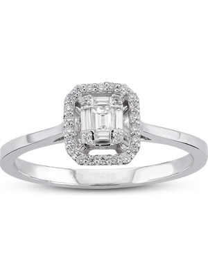 Harem Altın 0.15 Ct Baget Pırlanta Yüzük B15