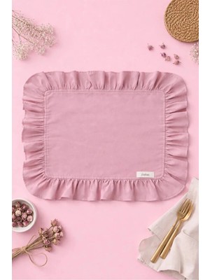 Kai Home Rosy Keten Dikdörtgen Heryeri Fırfırlı Supla / Amerikan Servis 2'li