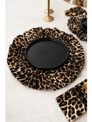 Kai Home Leopard Keten Fırfırlı Yuvarlak Supla 2li