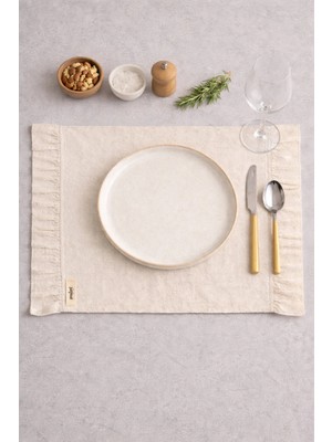Kai Home 2li Ham Keten Fırfır Detaylı Amerikan Servis/ Supla
