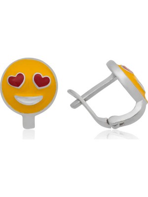 Harem Altın Gümüş Kalp Gözlü Emoji Çocuk Küpesi