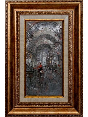 Galeri Atmaca Yağmurlu Kapalıçarşı Yağlı Boya Tablosu