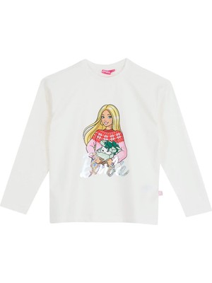 Barbie Beyaz Kız Çocuk Baskılı T-Shirt BRB6WG-TST6641