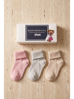 Katia & Bony 3 lü Paket Medikal Bebek Çorap Pembe Desenli