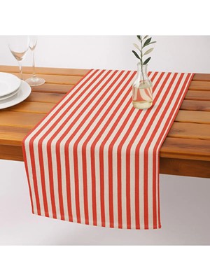 Kai Home Kırmızı Çizgili Keten Runner 40 x 150