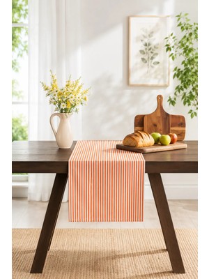 Kai Home Turuncu Çizgili Keten Runner 40 x 150